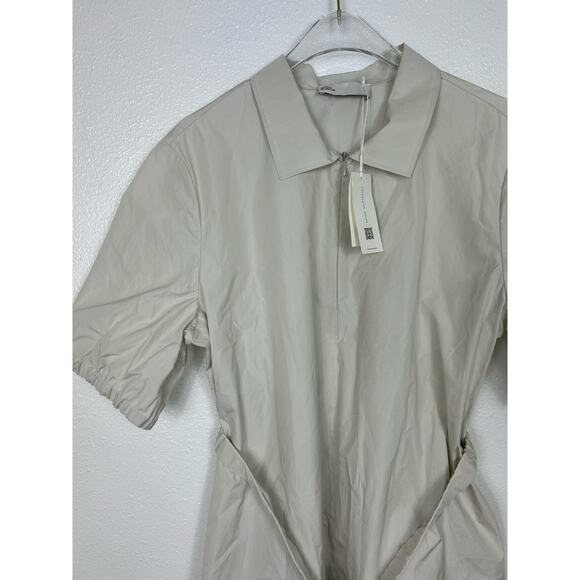 Tory Burch NWT Poplin Polo Dress Pale Sandstone Sz 14 Quiet Luxary Preppy - Picture 5 of 13